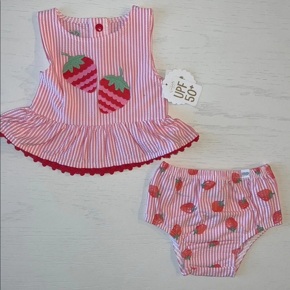 Mud Pie Baby Girl Strawberry Two Piece Swimsuit 3-6 6-9 9-12 12-18 months